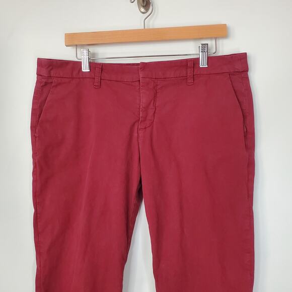 Frank & Eileen Wicklow Pants The Italian Chino Cropped Merlot Red Size 12 - Picture 4 of 8